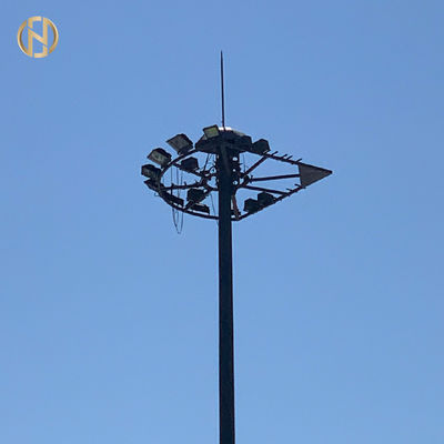จุ่มร้อนชุบสังกะสีเสาไฟน้ำท่วม 60FT 65FT 70FT สิบสองเหลี่ยมประเภทคงที่