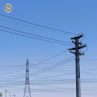 เสาเหล็กแปดเหลี่ยมสีเทาชุบสังกะสี 69KV NEA 50FT 55FT 60FT 65FT 70FT
