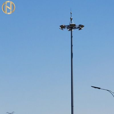 Q345 เสาเสาสูงหลายเหลี่ยมจุ่มร้อนชุบสังกะสีสำหรับไฟถนน LED
