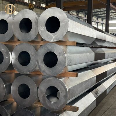 ซื้อ Hot-dip Galvanized Octagonal Steel Power Pole with Circular Anti-sinking Bottom Plate online manufacture
