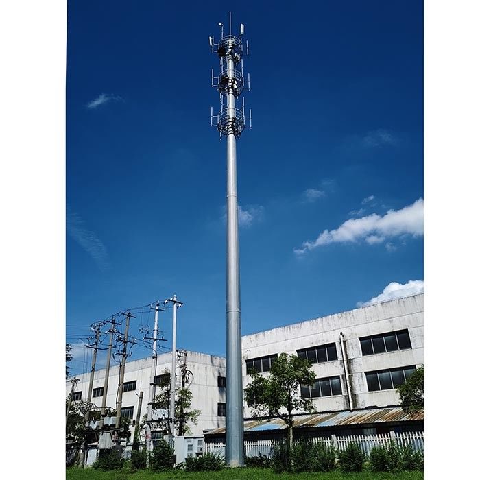 ขาวเคลือบ 40m แอนเทนนาเหล็ก Monopoles กับแพลตฟอร์ม
