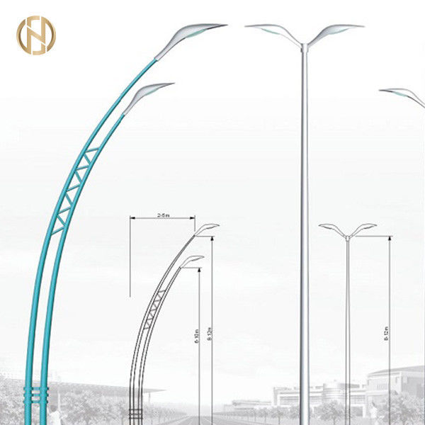 เสาไฟถนนรูปทรงกรวยขนาด 3-12M เสาเหล็ก Q345B พร้อมแขนคู่