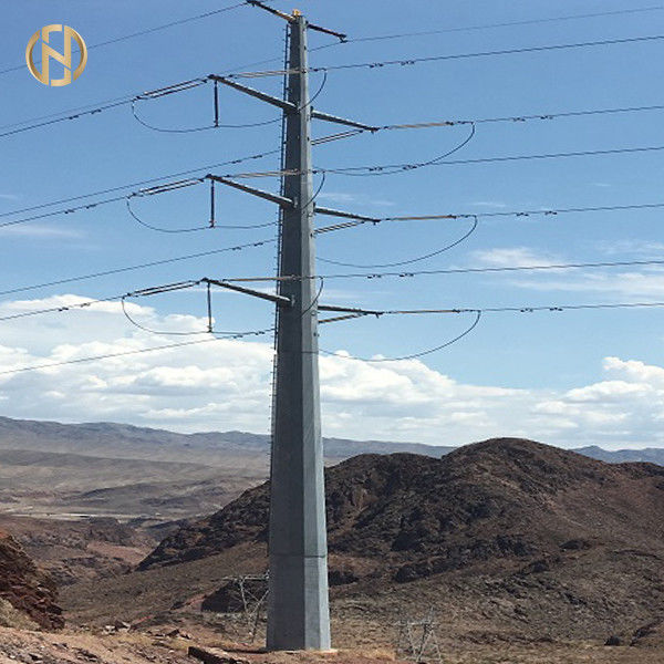 เสาพลังงานเหล็กชุบสังกะสี 110KV 115KV Q460C วัสดุอายุการใช้งานนาน