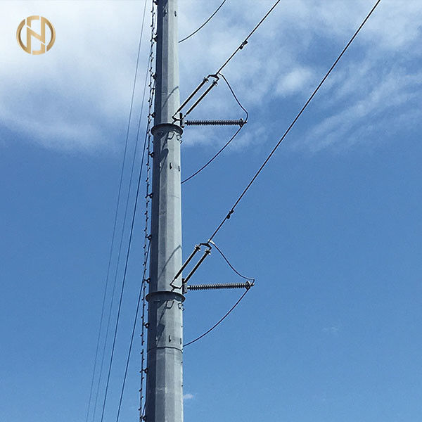 สนับสนุนตัวเองเสาไฟฟ้าชุบสังกะสี 132KV 138KV 32m 60-90 องศา