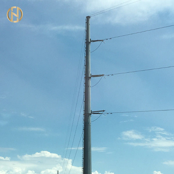 เสาไฟฟ้าชุบสังกะสี 21M 69KV เสาเหล็กชุบสังกะสีทนต่อลม
