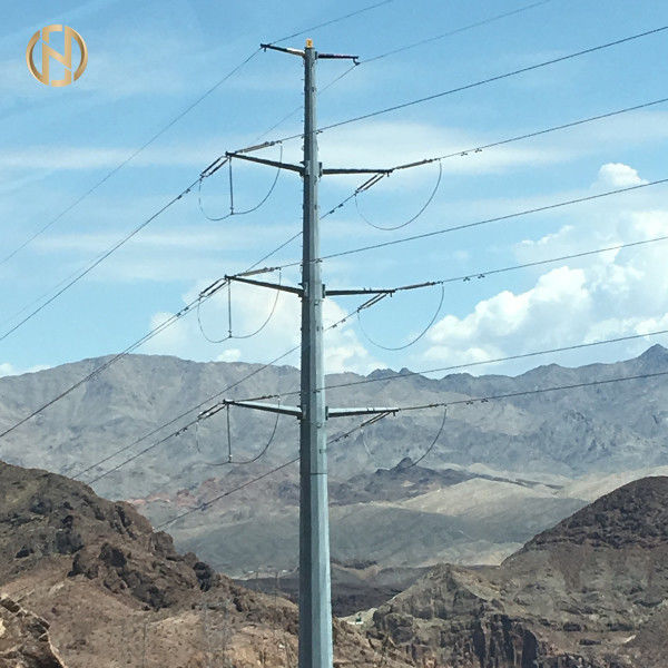 เสาไฟชุบสังกะสีแบบจุ่มร้อน 166KV 38m สำหรับสายส่งกำลังไฟฟ้า