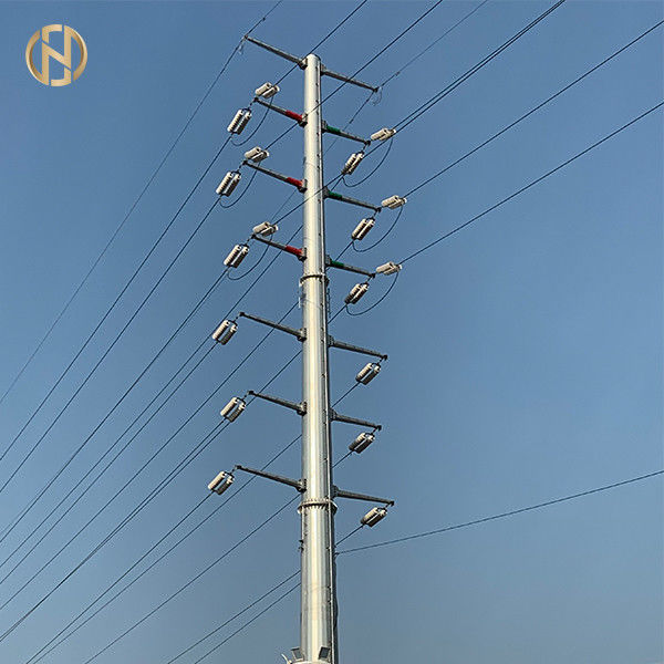 เสาชุบสังกะสีแบบจุ่มร้อน 10 - 30M ASTM 123 ASTM 153 30FT 10KV - 550KV