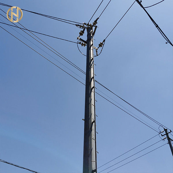 เสาเหล็กแปดเหลี่ยมสีเทาชุบสังกะสี 69KV NEA 50FT 55FT 60FT 65FT 70FT