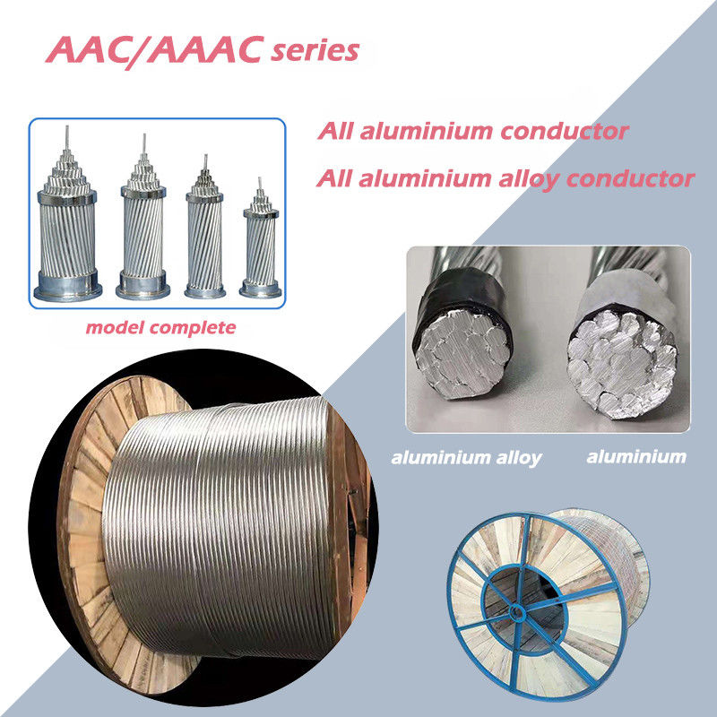 PVC PE หุ้มฉนวน AAC โลหะผสมตัวนำสายไฟเหนือศีรษะสายไฟแรงดัน