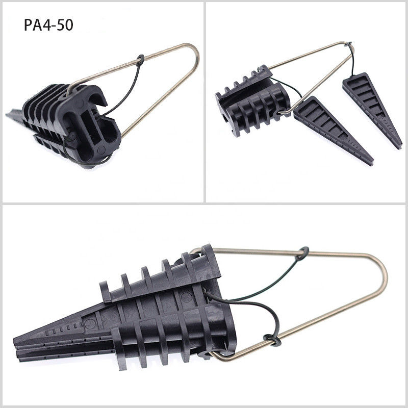 สายเหนือศีรษะพลาสติก Dead End Cable Clamp ไฟเบอร์ออปติก Anchoring Tension