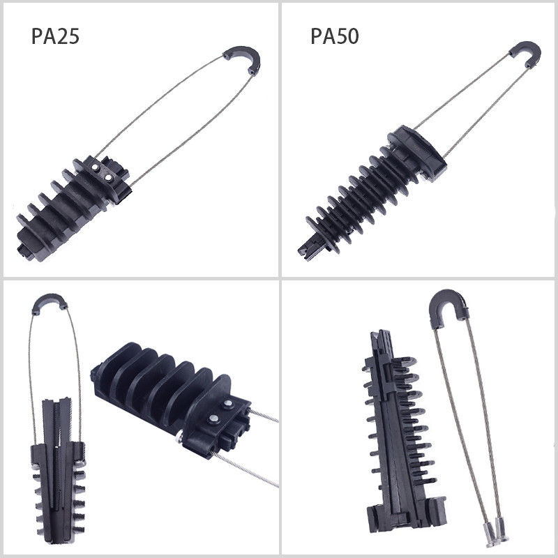 สายเหนือศีรษะพลาสติก Dead End Cable Clamp ไฟเบอร์ออปติก Anchoring Tension