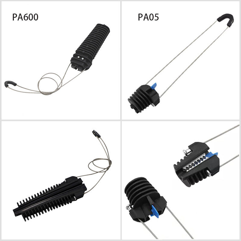 สายเหนือศีรษะพลาสติก Dead End Cable Clamp ไฟเบอร์ออปติก Anchoring Tension