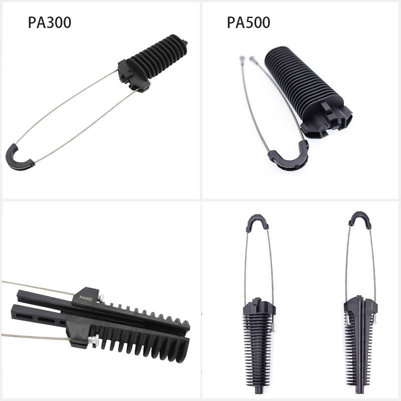 สายเหนือศีรษะพลาสติก Dead End Cable Clamp ไฟเบอร์ออปติก Anchoring Tension